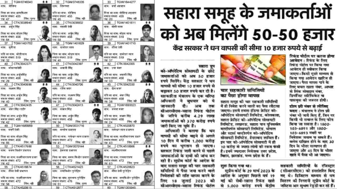 Sahara India Refund Re-Submission: सहारा इंडिया परिवार का पैसा वापस मिलना शुरू